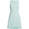 Eliza J Fringe Detail Sleeveless Tweed A-line Dress In Mint