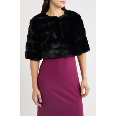 Eliza J Furbie Gown & Faux Fur Jacket Set In Black