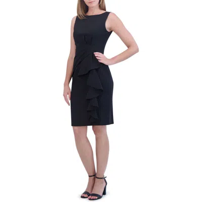 Eliza J Gathered Front Sleeveless Cocktail Sheath Dress In Black | ModeSens