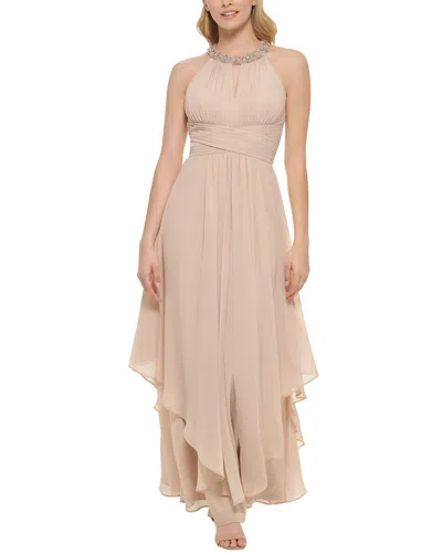 Eliza J Halter Chiffon Gown In Neutral