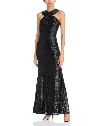 Eliza J Halter Empire Waist Mermaid Dress In Black