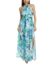 Eliza J Womens Halter Pleated Evening Dress In Green