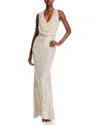 Eliza J Halter Sequin Gown In Silver