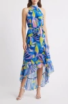 Eliza J High-low Halter Dress In Blue