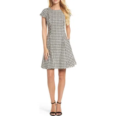 Eliza J Houndstooth Fit & Flare Dress