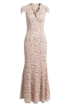 Eliza J Embroidered Lace Trumpet Gown