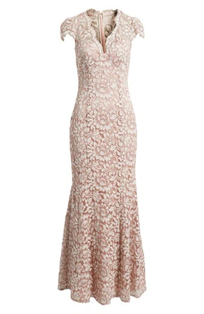 ELIZA J ELIZA J ILLUSION CAP SLEEVE GOWN