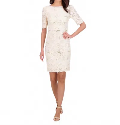 Eliza J Ivy Embellished Sequin Mini Dress In Beige/gold In White