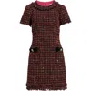 Eliza J Jewel Neck Tweed Sheath Dress In Brown