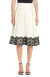 Eliza J Lace & Faille Midi Skirt In White