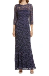 Eliza J Lace Bateau Neck Mermaid Gown