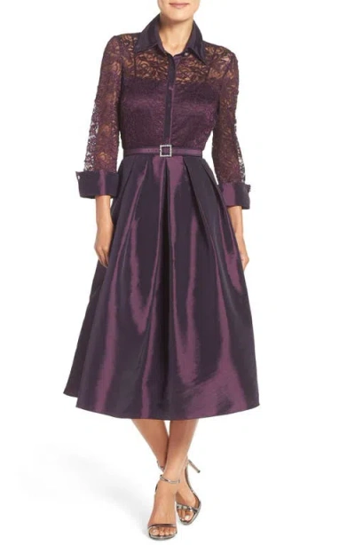 Eliza J Lace Collared Shirtdress