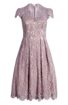 Eliza J Lace Fit & Flare Cocktail Dress In Lavender