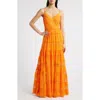 Eliza J Lace Inset Detail Maxi Sundress In Orange