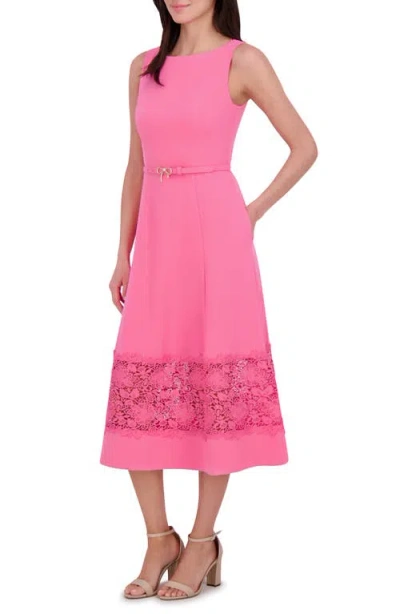 Eliza J Lace Inset Midi Dress In Lipstick