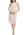 Eliza J Petites Womens Lace Knee-length Halter Dress In White