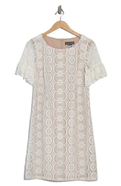 Eliza J Lace Ruffle Short Sleeve Shift Dress