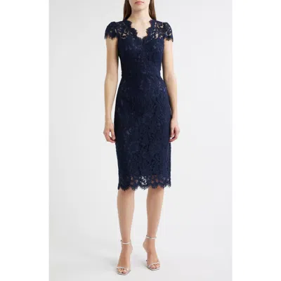 Eliza J Lace Sheath Dress In Blue