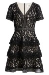 Eliza J Lace Tiered Dress In Black