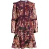 Eliza J Lace Trim Long Sleeve Trapeze Dress In Multi