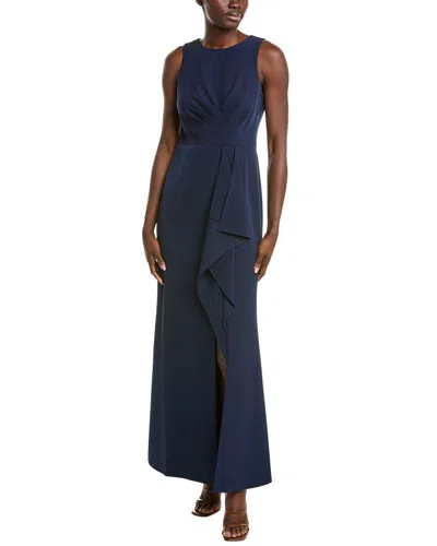Eliza J Laguna Crepe Gown In Blue