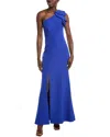Eliza J Laguna Crepe Gown In Blue