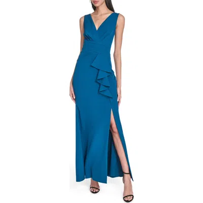Eliza J Laguna Ruffle Mermaid Gown In Blue