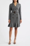 Eliza J Long Sleeve Blazer Dress In Gray
