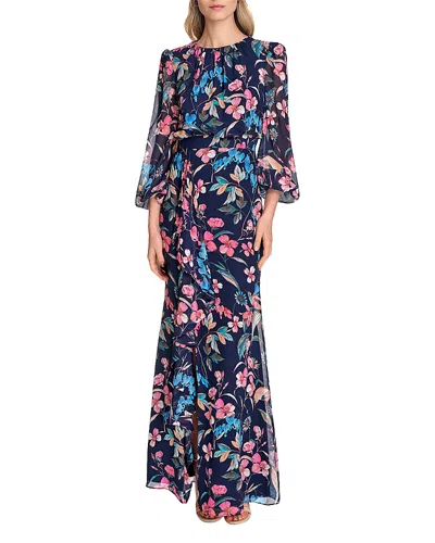 ELIZA J LONG SLEEVE CASCADING RUFFLE GOWN