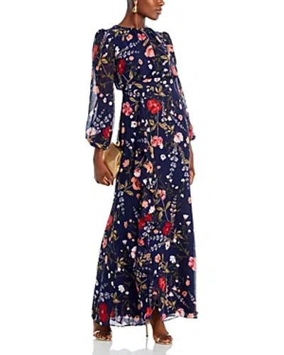 Eliza J Long Sleeve Maxi Dress In Navy
