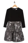 Eliza J Long Sleeve Mixed Media Fit & Flare Dress In Multi