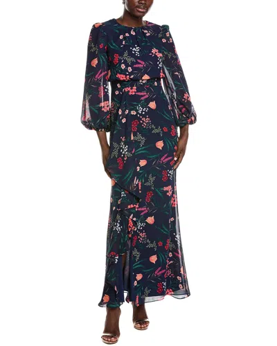 Eliza J Long Sleeve Printed Maxi Dress In Multi