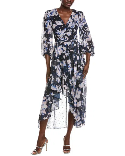 Eliza J Long Sleeve Printed Midi Dress In Purple