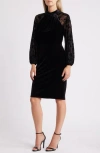 ELIZA J ELIZA J LONG SLEEVE VELVET COCKTAIL DRESS