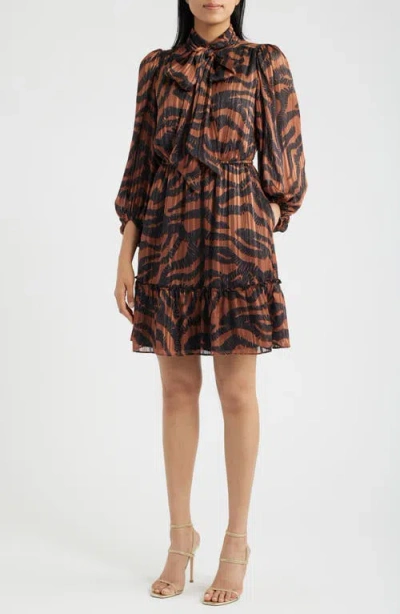 Eliza J Metallic Blouson Dress In Multi