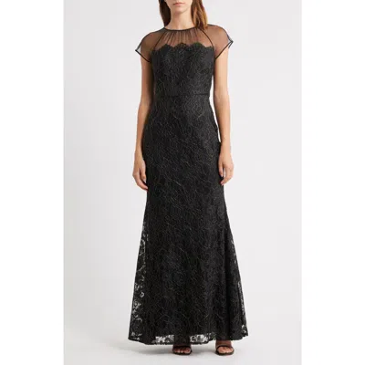 Eliza J Metallic Floral Embroidery Gown In Multi