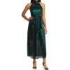 Shop Eliza J Metallic Pleated Cocktail Dress In Emerald