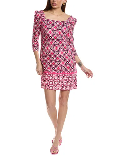 Eliza J Geo Print Long Sleeve Shift Dress In Pink