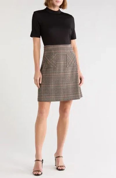 Eliza J Mixed Media A-line Dress In Black