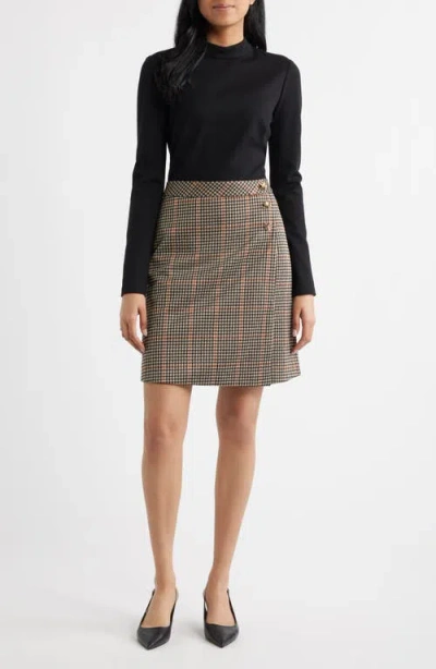 Eliza J Mixed Media Long Sleeve Dress In Black
