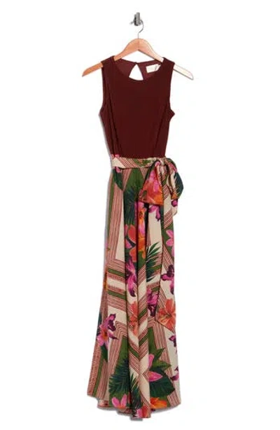 Eliza J Mixed Media Maxi Dress In Multi