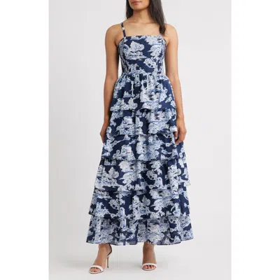 ELIZA J ELIZA J MIXED PRINT TIERED COTTON MAXI DRESS