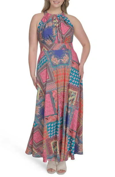 Eliza J Mixed Scarf Print Sleeveless Maxi Dress In Multi