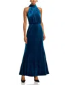 Eliza J Mock Neck Blouson Gown In Blue