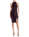 Eliza J Mock Neck Bodycon Dress In Plum