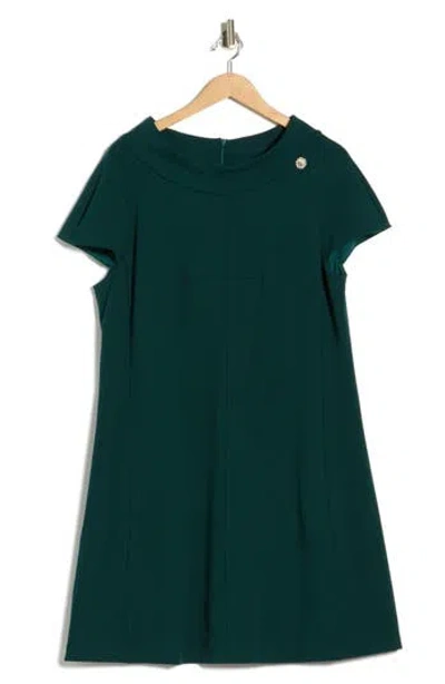 Eliza J Mock Neck Cap Sleeve A-line Dress In Green