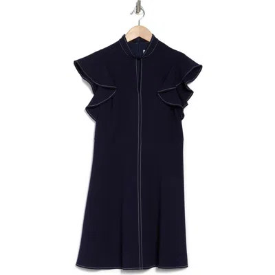 Eliza J Mock Neck Flutter Sleeve Minidress In Navy