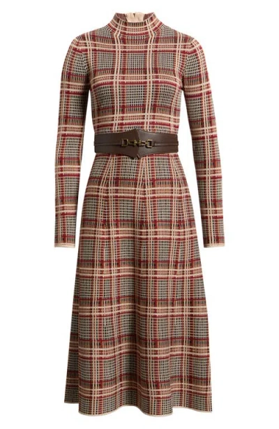 Eliza J Mock Neck Long Sleeve Midi Dress In Multi