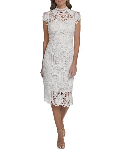 Eliza J Mock Neck Sheath Dress In White
