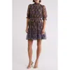 ELIZA J ELIZA J MOCK NECK SMOCKED DRESS